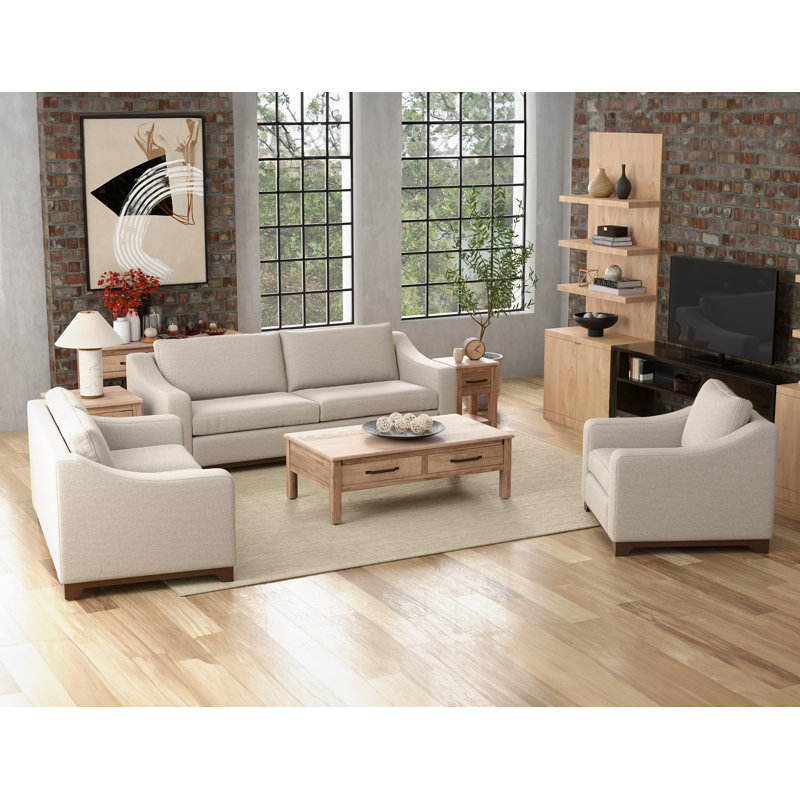 Canapé à accoudoirs carrés 95,25 po Joita, Beige