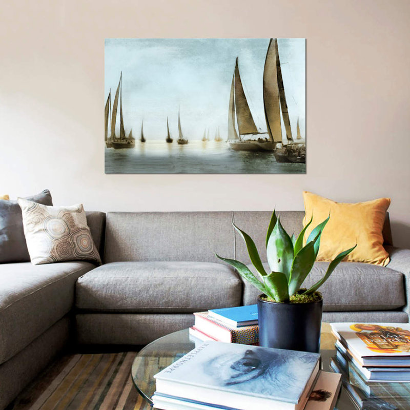 «Golden Sails», reproduction sur toile, H 8 po x l 12 po x P 0,75 po, Toile tendue, Pas de tapis