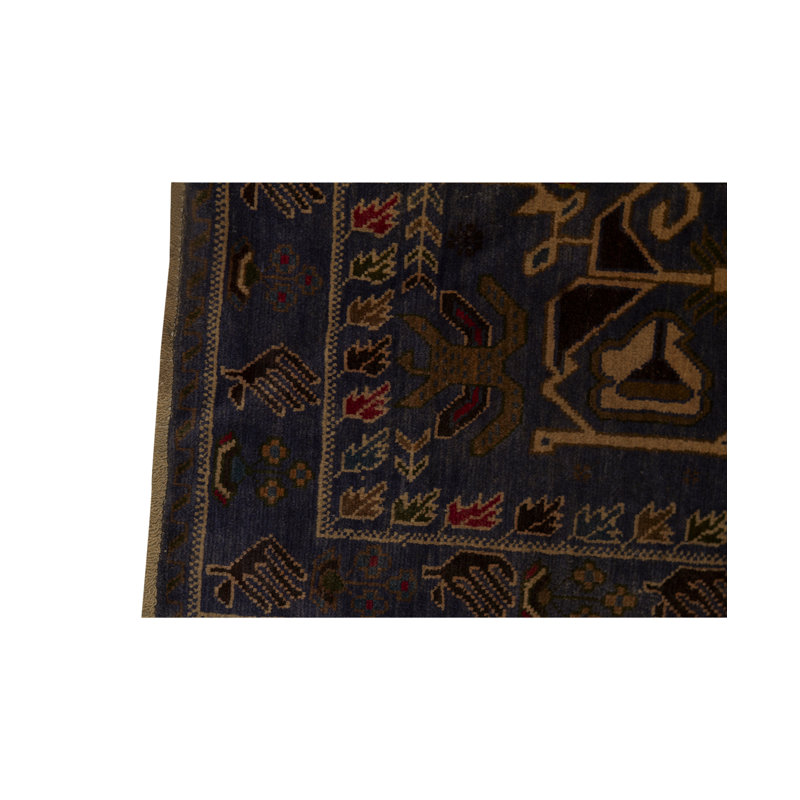 Hand-Knotted High-Quality Dark Blue/Beige/Brown Area Rug