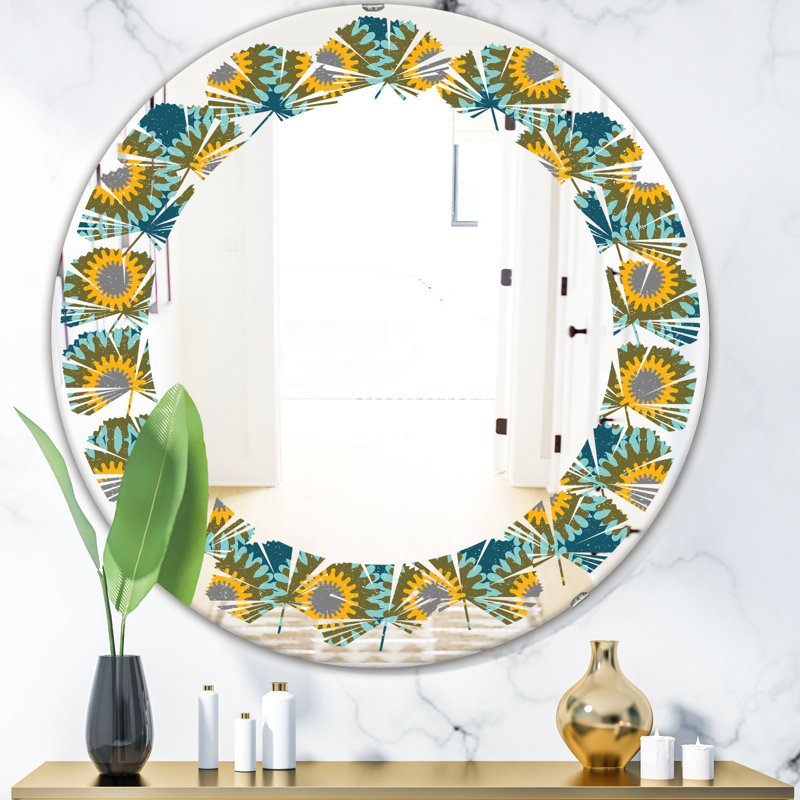 Miroir d'appoint mural Leaves Coastal, Feuilles à motif circulaire I Cottage Americana, H 31,5 po x l 31,5 po