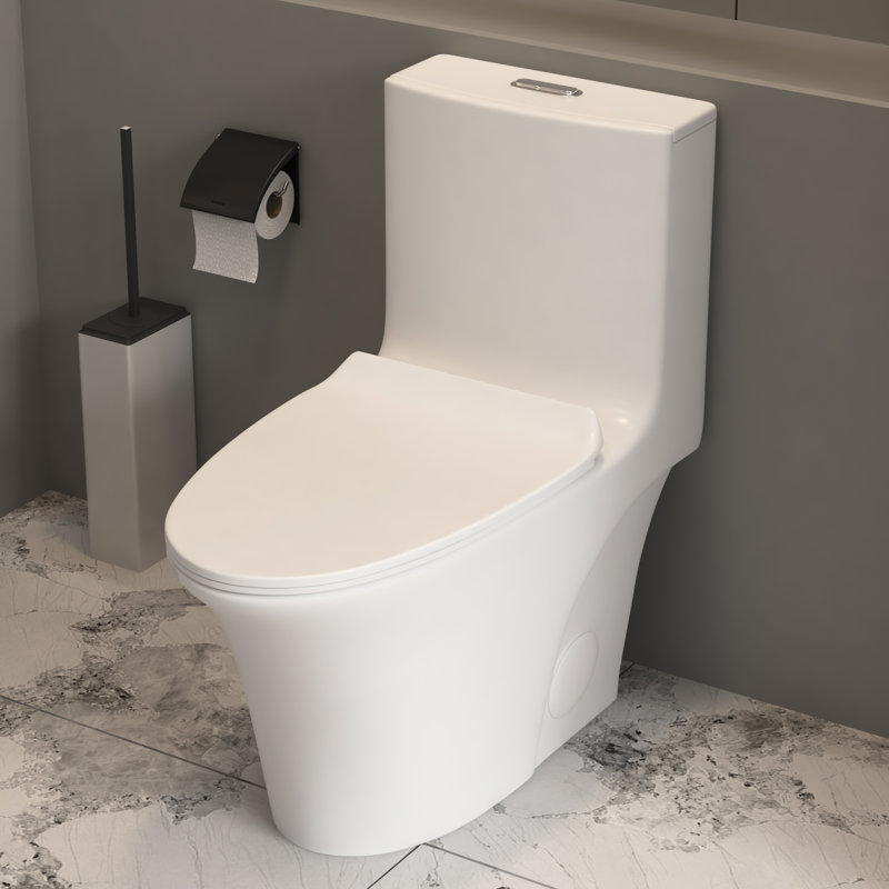 KDK HOME 16" Height One-Piece Toilet with Elongate Modern Dual Flush Toilet, Comfort Height (Seat Included), White