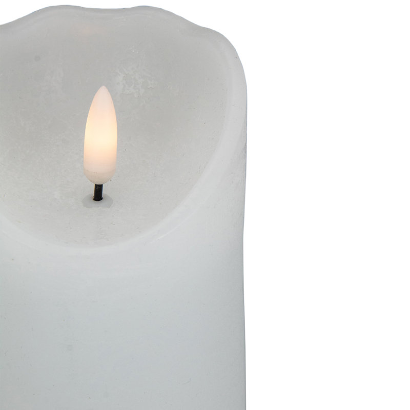 Bougie en cire sans flamme à DEL 4 po sans pile, H 6 po x l 3 po x P 3 po, Blanc