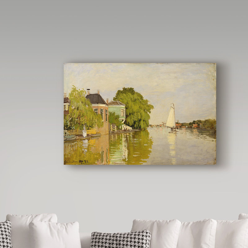 « houses on the achterzaan » par claude monet, reproduction de peinture à l’huile sur toile tendue