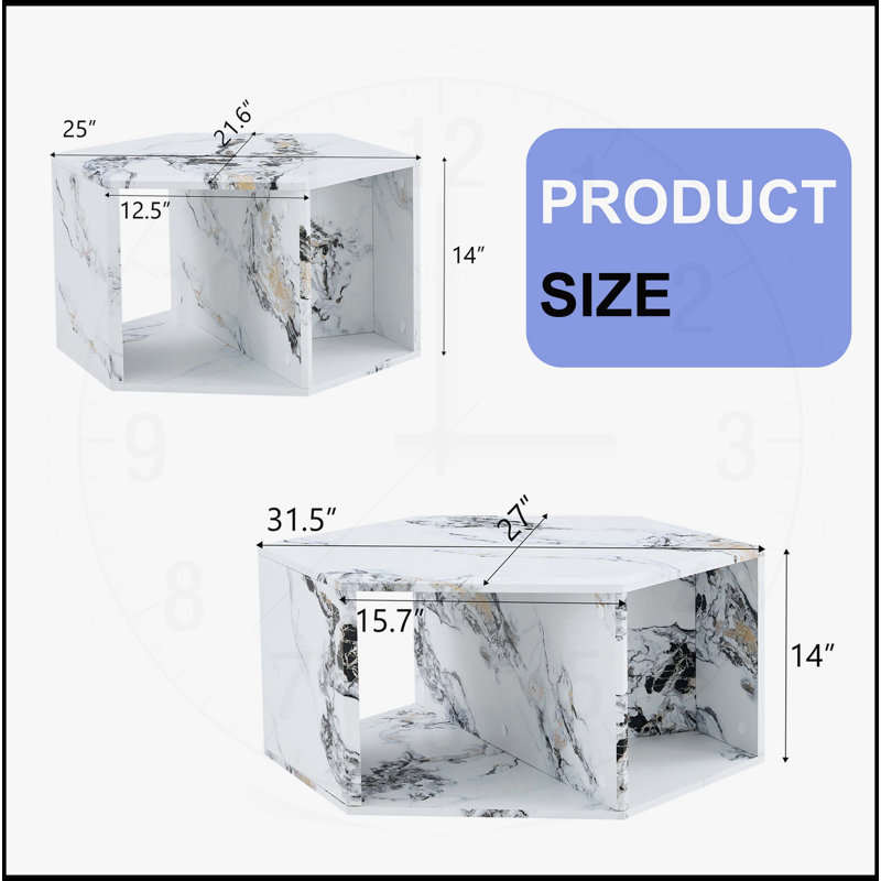 Ensemble de tables basses hexagonales, Blanc
