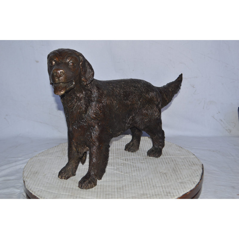 Leamington Golden Retriever dog bronze statue - Size: 26"L x 7"W x 16"H. 