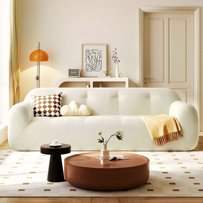 Canapé U_Style en chenille de 85,8 po de largeur avec capitonnage 3 épaisseurs, rembourrage en mousse sans poudre, ressorts ensachés pour plus de confort, profondeur d'assise de 23,6 po, aucun assemblage requis