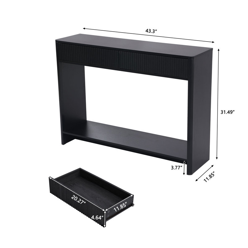 Mukades 43.3'' Console Table, Black