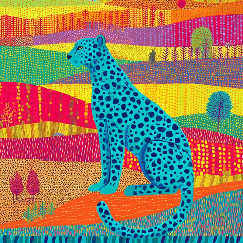 Leopard in Patterned Fields Wrapped Canvas Wall Art, 12"W x 12"H x 1"D
