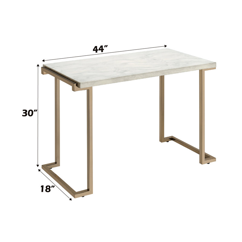 Table rectangulaire rectangulaire en faux marbre et métal avec base de style