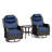 Adcox 2-Person Outdoor Patio Conversation Rattan Sets  With Side Table,Neck & Lumbar Pillows 2 Swivel Chairs and Blue Cushions-1650556317