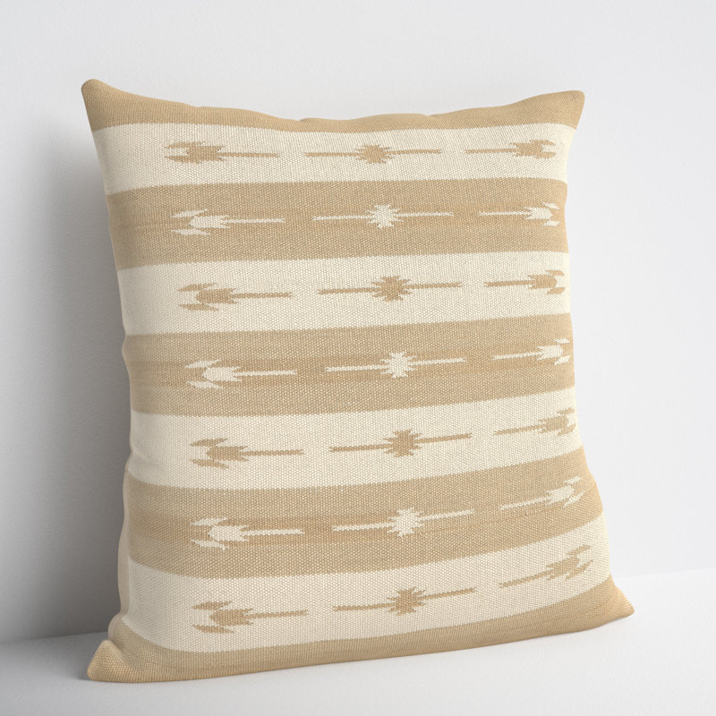 Estela Striped Cotton Reversible Throw Pillow, Taupe/Cream, Pillow Cover Only - No Insert