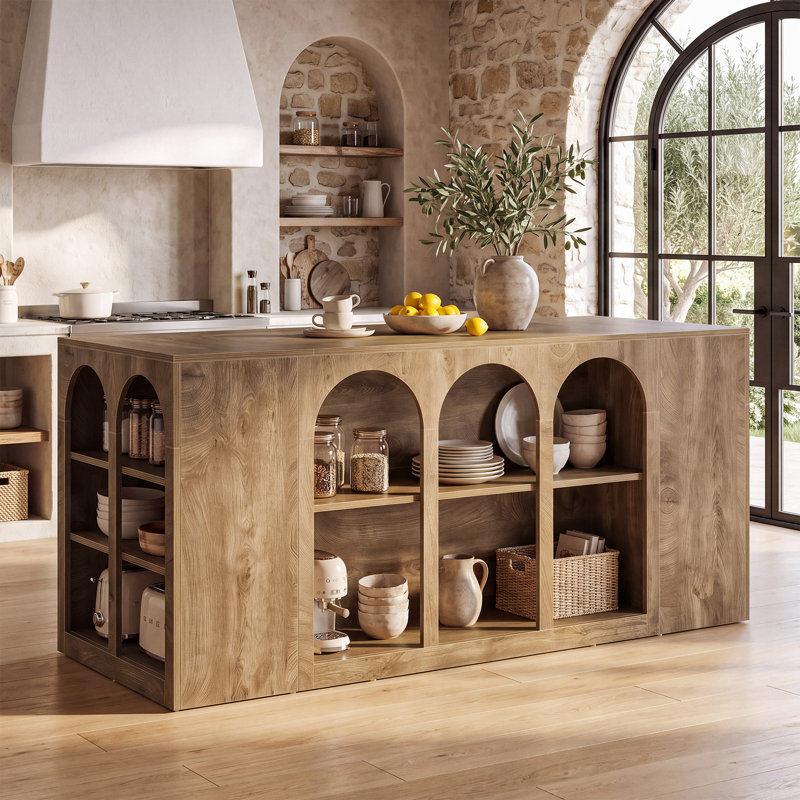 78.7" Large Kitchen Island with Storage & Seating