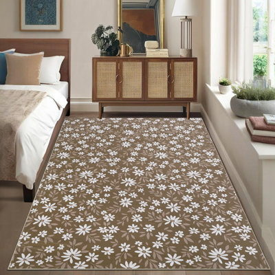 Tapis floral lavable à la machine pour le salon Tapis d'intérieur pour la décoration intérieure