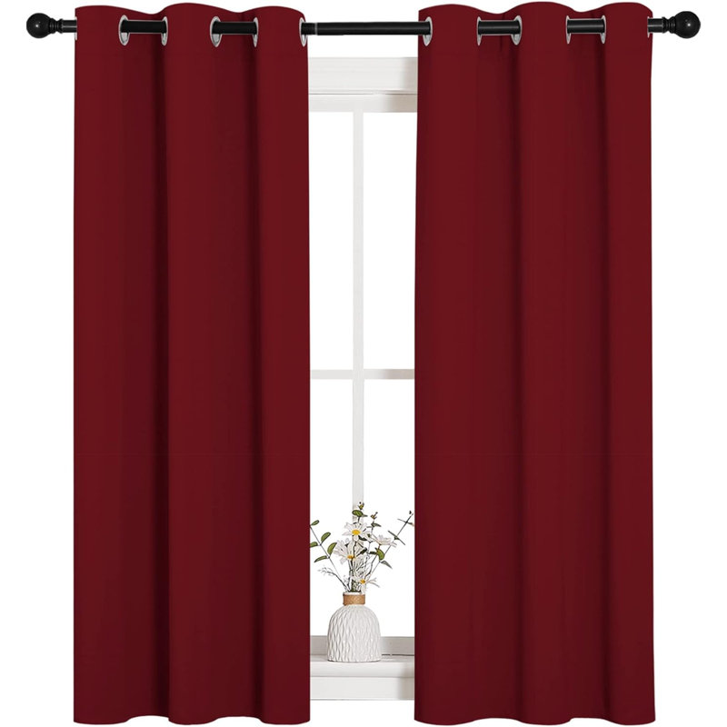 Panneaux de rideaux de fenêtre, rideaux occultants et isolants avec œillets de Noël pour décoration de fenêtre (1 paire, 34 par 54 pouces, vert olive)