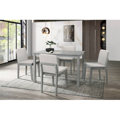 Ensemble de salle à manger 5 pièces pour table de salle à manger 4 chaises 4 chaises en tissu beige