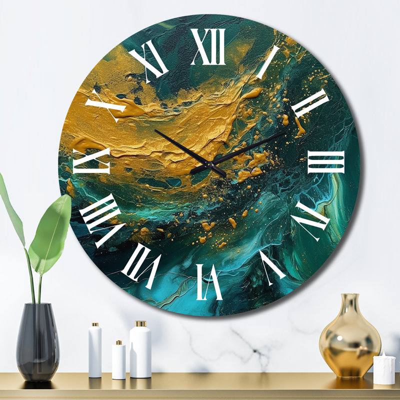 Horloge murale en métal Golden Sunset, Grand