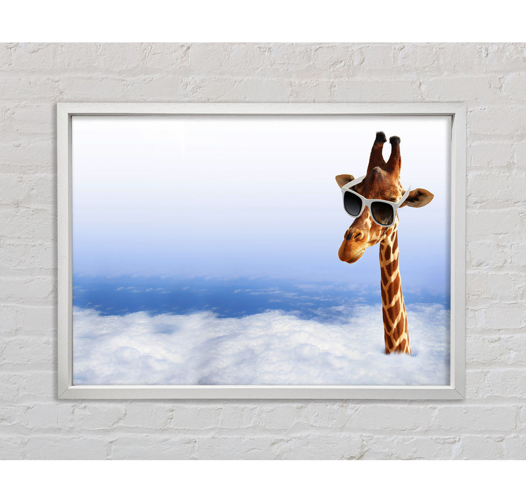 Gerahmtes Leinwandbild Giraffe Head In The Clouds