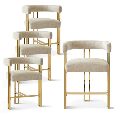 25" Upholstered Gold Chenille Counter Stool