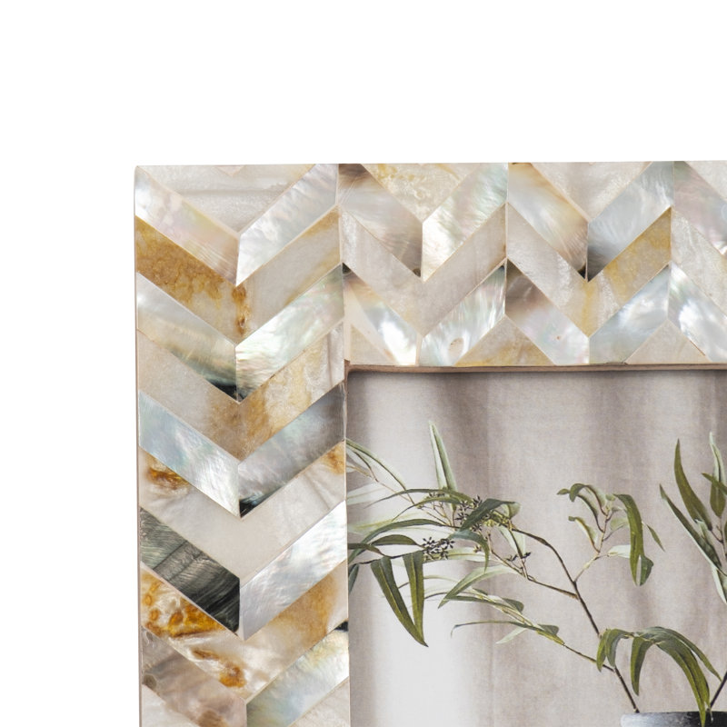 Foundry Select Capiz Multi Rectangle Zigzag Capiz Chevron Photo Frame, 4" x 6"
