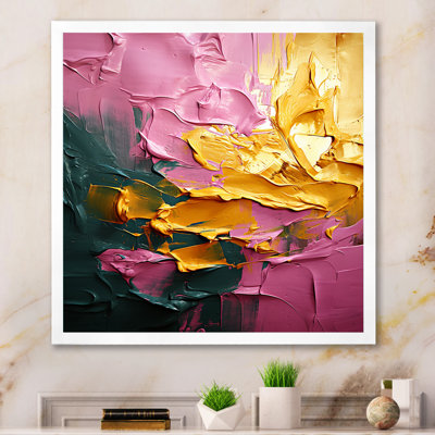 «Réjouissant dans l'amour», peinture abstraite rose et or