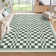 Modern Checkered Machine Washable Non-Slip Rug, Stain-Resistant Floor Cover, Ultra-Soft Faux Wool Contemporary Geometric Indoor Mat for Living Room, Bedroom