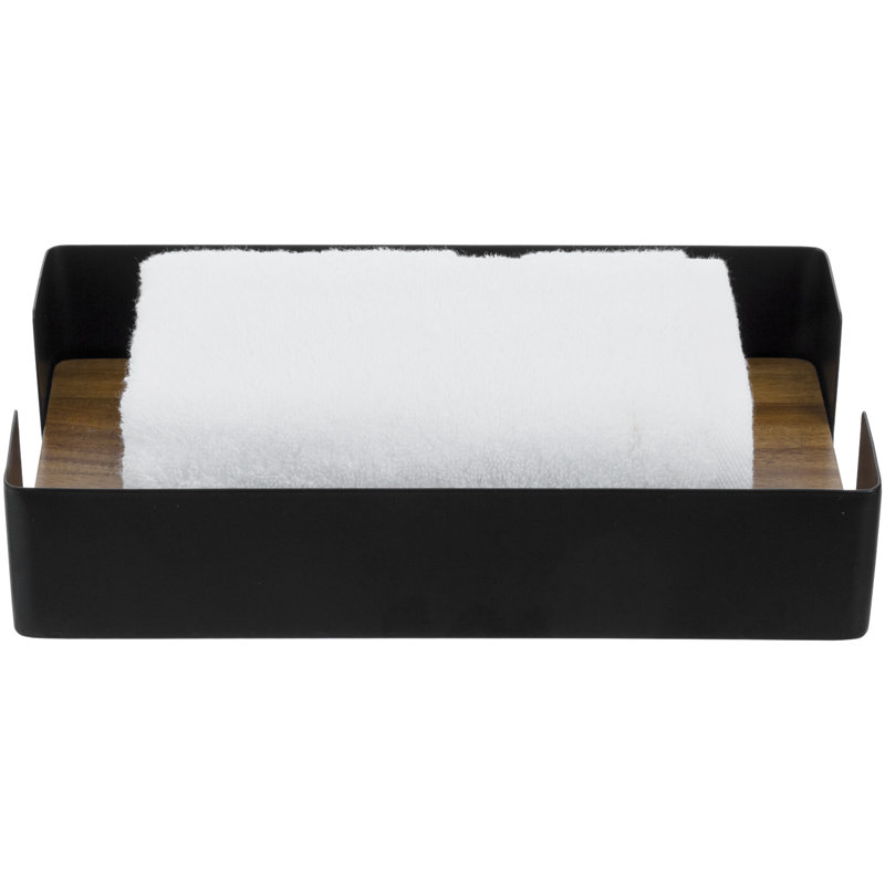 Metal and Solid Wood Flat Napkin Holder