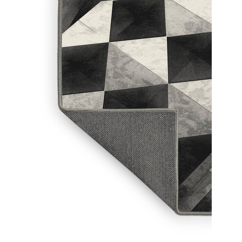 Tapis gris moelleux moelleux Art Deco, Rond 7 pi