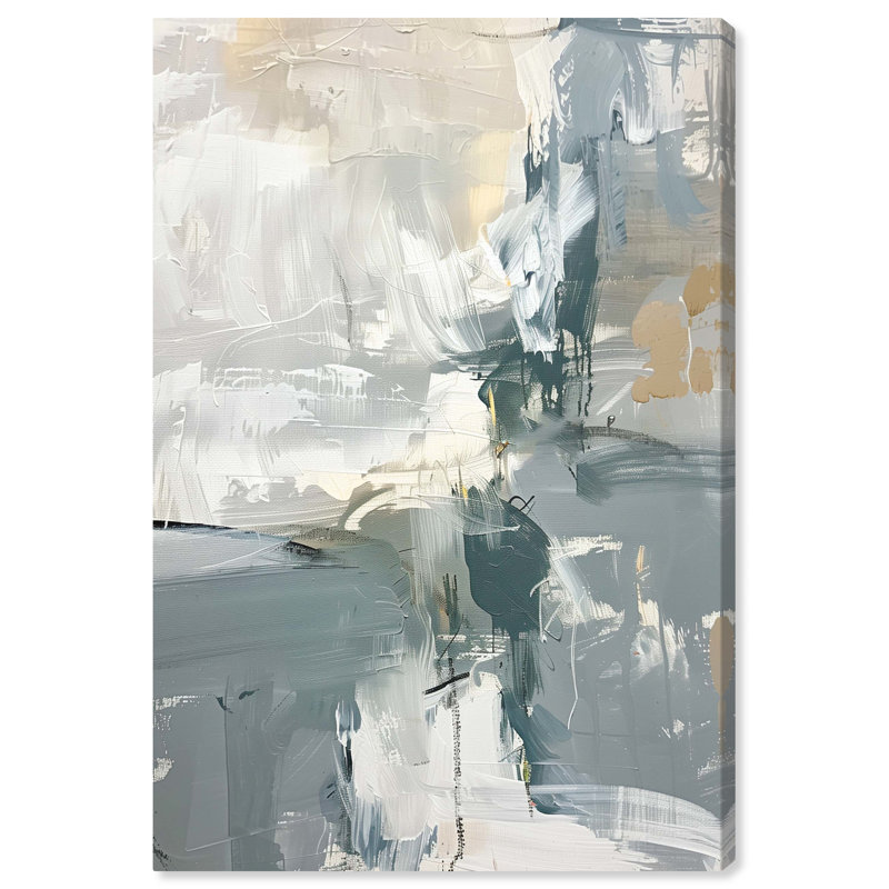 Mist Green and Beige Abstract Canvas Wall Art, 24" x 16"