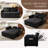 53" Corduroy Convertible Loveseat Sleeper Sofa with Pull-Out Bed, USB & Storage, Black-969906507
