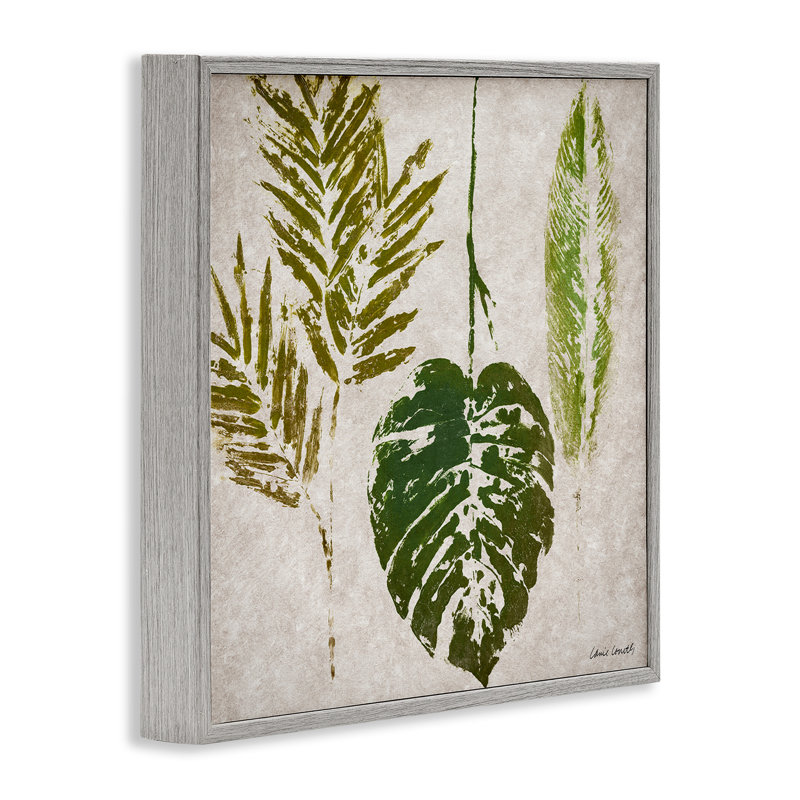 «Greenery Leaf Impressions», art de la giclée encadrée par Lanie Loreth, H 12 po x l 12 po, Estampe numérique Farmhouse