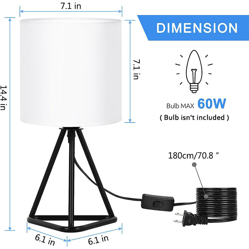 Ladessa Metal Tripod Lamp, White