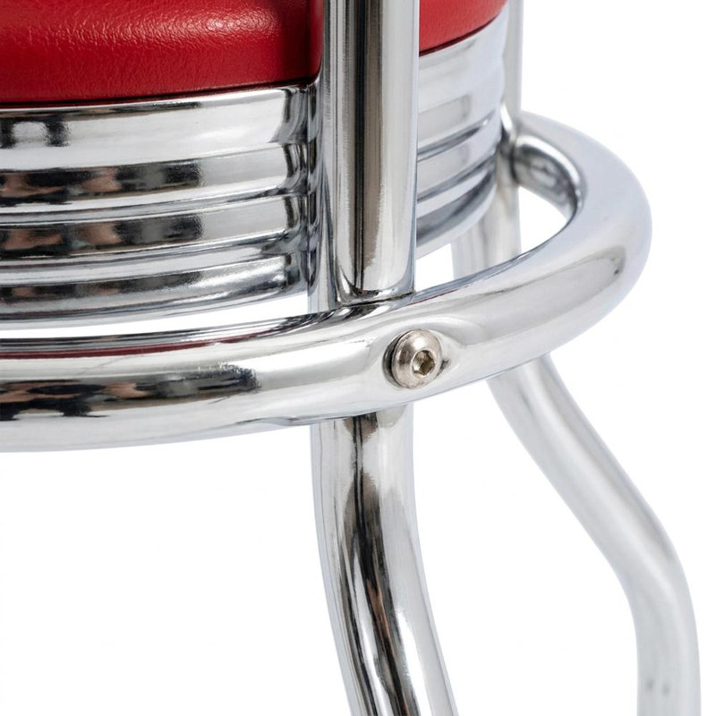 Ensemble de 4 tabourets de bar pivotants rembourrés en métal, tabourets de bar à hauteur de comptoir rétro pour îlot de cuisine ou coin bar, rouge