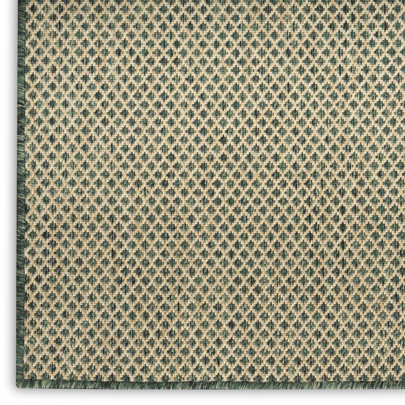 Hartigan Green Modern Indoor/Outdoor Rug, Rectangle 5' x 7'