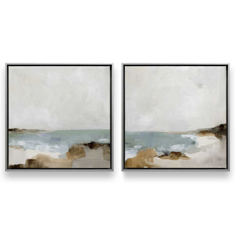 Ensemble de 2 marées douces et ciel, H 13 po x l 26 po x P 1,75 po, Cadre flottant en chrome poli