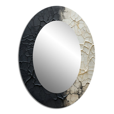 Miroir mural ovale blanc et noir