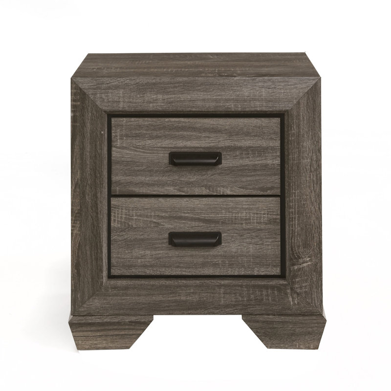 Table de chevet 2 tiroirs gris vieilli