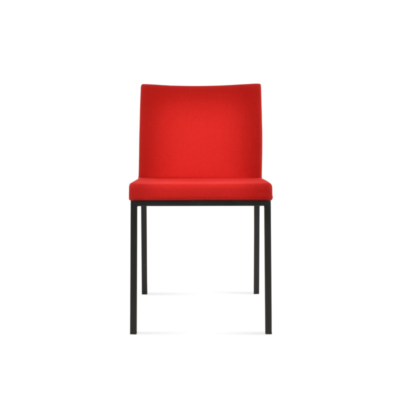 Aria Metal Side Chair, Black, PPM Faux Leather Red