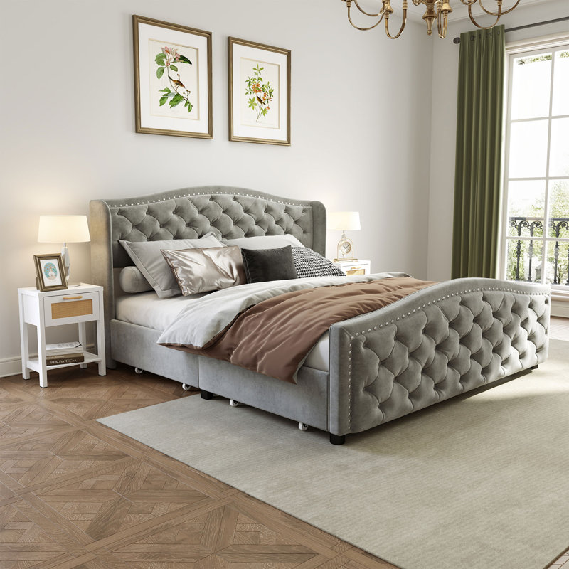 Ensemble de chambre à coucher 3 pièces Kinsly, Gris clair, Grand