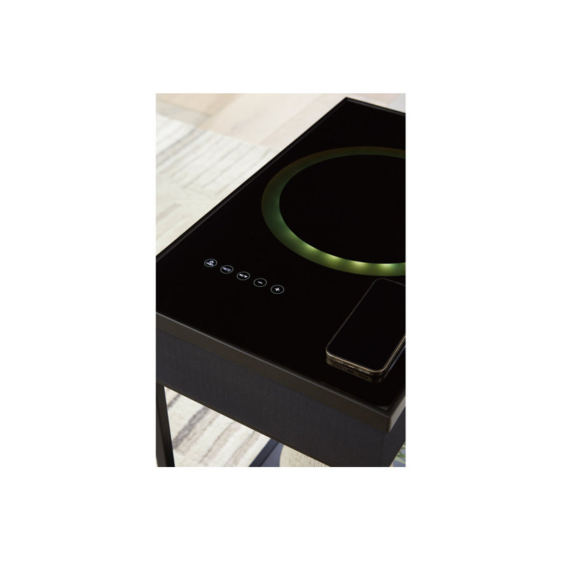 Black Metal and Glass Rectangular Accent Table with USB Charging