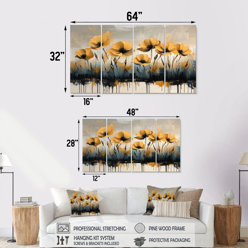 Minimalisme, désert, fleur des œillets III - œillets, art mural - art mural traditionnel pour le salon, H 28 po x l 48 po, 4