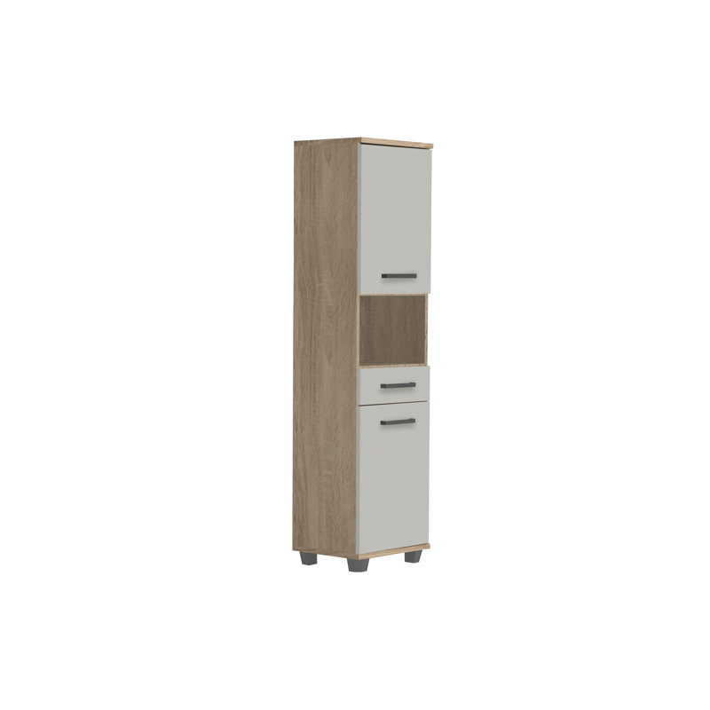 Aceituno Freestanding Linen Cabinet, Sonoma Oak/White Gloss