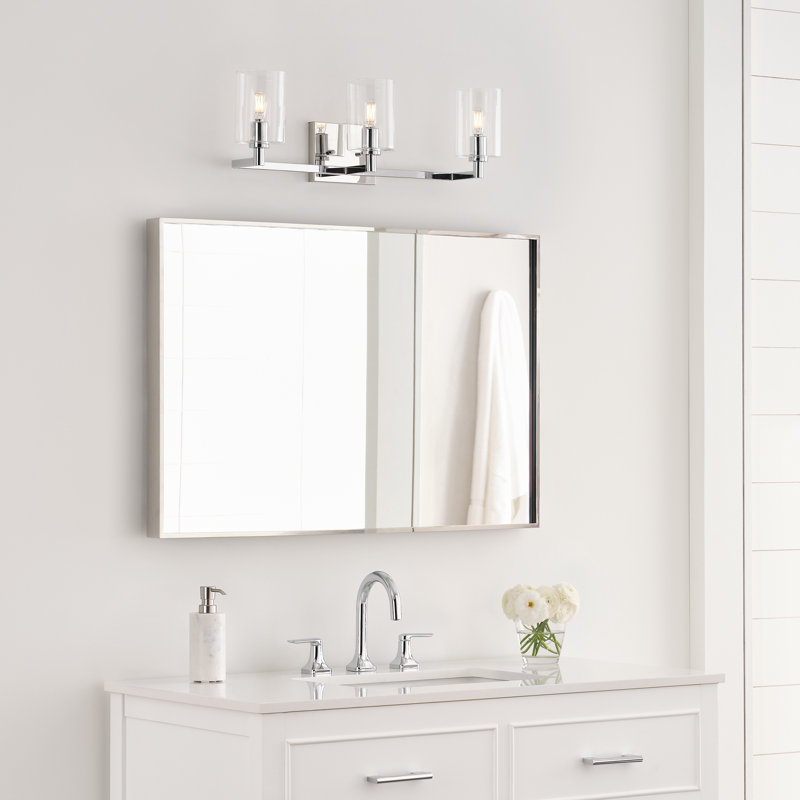 Signe Chrome 3-Light Dimmable Vanity Light with Clear Glass Shades