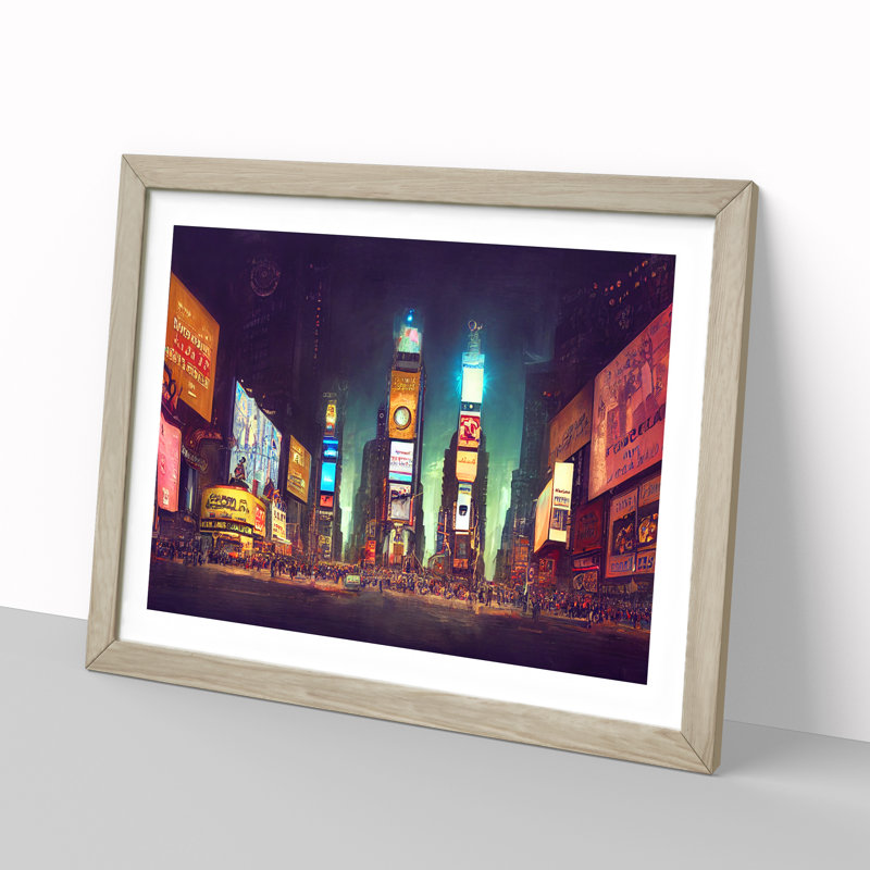 XH1022-6204X Modern Times Square Art Vol.3 - Single Picture Frame Print, 25cm H x 34cm W x 2cm D, Oak Framed