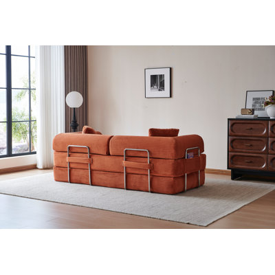 Canapé à compression de 78,8 po, canapé-lit convertible au sol avec accoudoirs avec dossier coussiné, canapé-lit futon confortable, causeuse modulaire sans os, tissu en velours côtelé pour le salon, la chambre à coucher et le canapé
