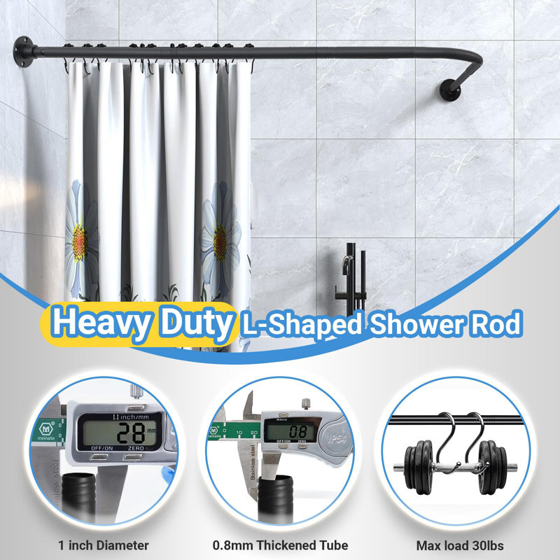 138cm L-Shaped Wall Shower Curtain Pole