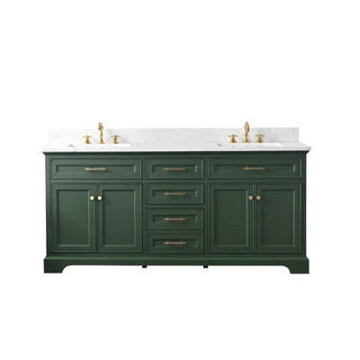 Currahee 72'' Free-standing Double Bathroom Vanity with Engineered Stone Vanity Top