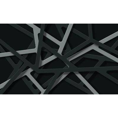 3D Dark Geometric Net Structure Wallpaper – Industrial Black and Gray Interlocking Frame Pattern