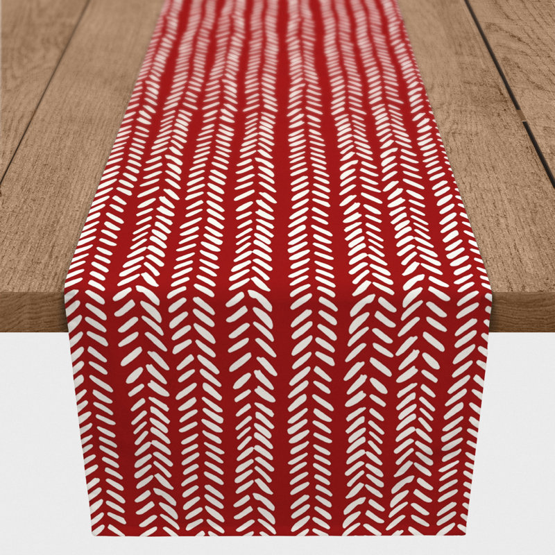 Chemin de table en losanges pointillé Nalston, 90 po x 16 po, Rouge, Géométrique 2