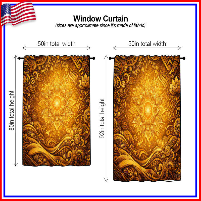 Rideaux de fenêtre mandala complexes, voilages et rideaux occultant - 1 panneau, 50" x 80" - 1 Panel, Transparent