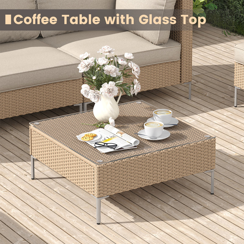 Chaises de patio en osier avec table, Chêne